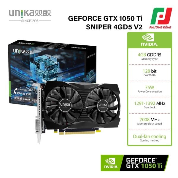  VGA UNIKA GEFORCE GTX 1050 TI SNIPER 4GD5 V2 (4GB GDDR5) 