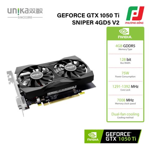  VGA UNIKA GEFORCE GTX 1050 TI SNIPER 4GD5 V2 (4GB GDDR5) 