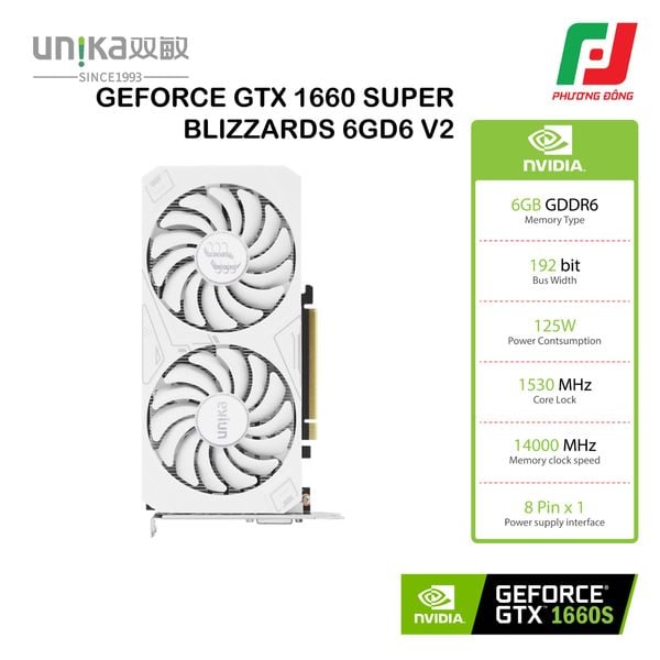  VGA UNIKA GEFORCE GTX 1660 SUPER BLIZZARDS 6GD6 V2 WHITE (6GB GDDR6) 