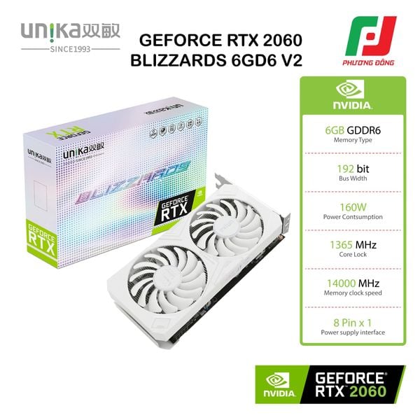  VGA UNIKA GEFORCE RTX 2060 BLIZZARDS 6GD6 V2 WHITE (6GB GDDR6) 
