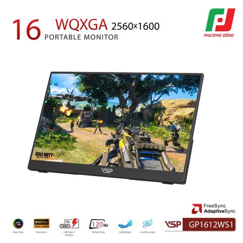  MÀN HÌNH DI ĐỘNG PORTABLE VSP GP1612WS1 (16INCH/IPS/WQXGA/120HZ/1MS/NON-TOUCH) 