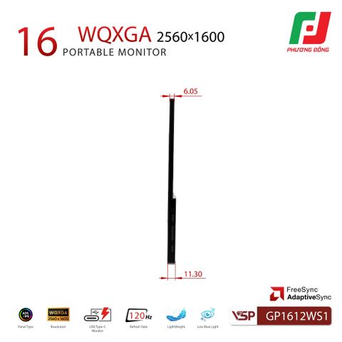  MÀN HÌNH DI ĐỘNG PORTABLE VSP GP1612WS1 (16INCH/IPS/WQXGA/120HZ/1MS/NON-TOUCH) 