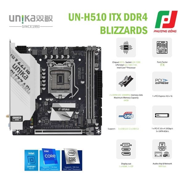 MAINBOARD UNIKA UN-H510 ITX DDR4 BLIZZARDS 