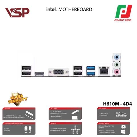  MAINBOARD VSP H610M-4D4-INTEL LGA1700/DDR4 64GB/M.2 NVME 