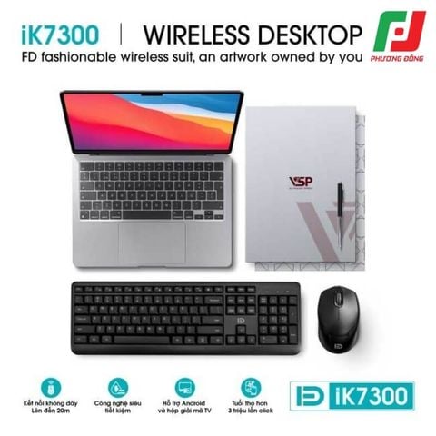  Combo Phím Chuột Không Dây FD iK7300 – 2.4Ghz, 1600 DPI 