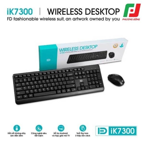  Combo Phím Chuột Không Dây FD iK7300 – 2.4Ghz, 1600 DPI 
