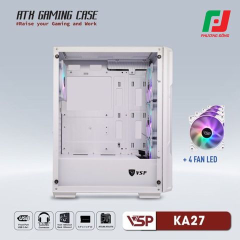  VỎ CASE MÁY TÍNH VSP GAMING KA27 + 4FANS LED 
