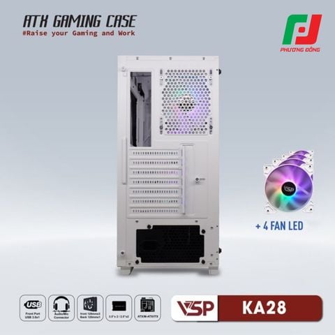  VỎ CASE MÁY TÍNH VSP GAMING KA28 + 4FANS LED 