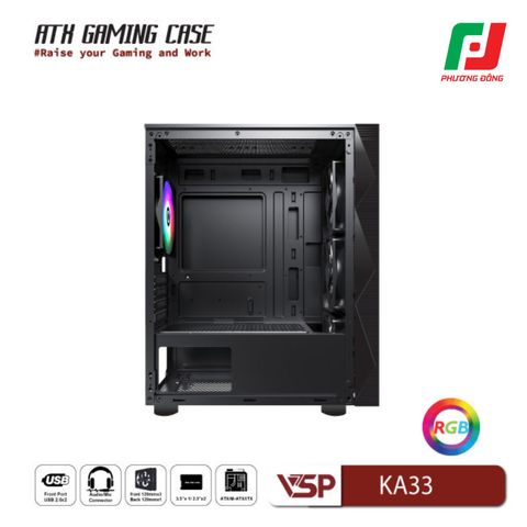  VỎ CASE MÁY TÍNH VSP GAMING KA33 ĐEN/TRẮNG 