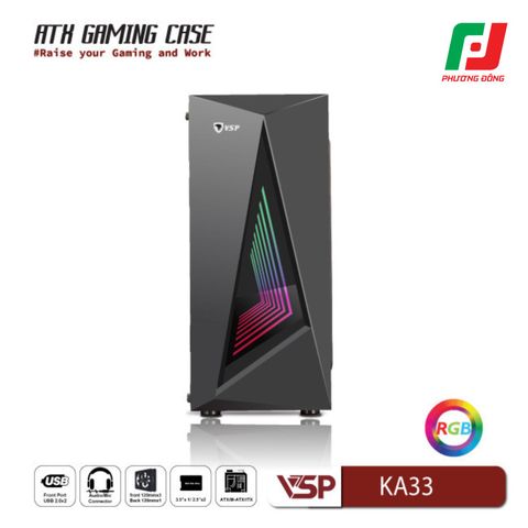  VỎ CASE MÁY TÍNH VSP GAMING KA33 ĐEN/TRẮNG 