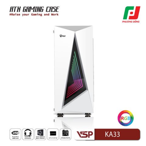  VỎ CASE MÁY TÍNH VSP GAMING KA33 ĐEN/TRẮNG 