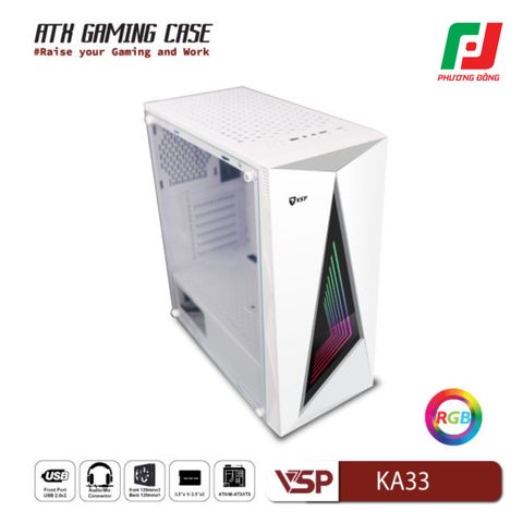  VỎ CASE MÁY TÍNH VSP GAMING KA33 ĐEN/TRẮNG 