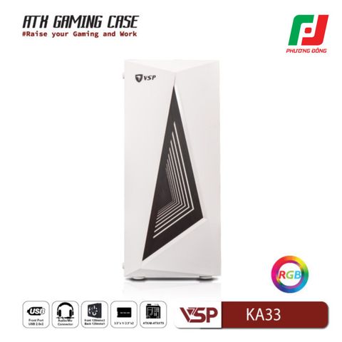  VỎ CASE MÁY TÍNH VSP GAMING KA33 ĐEN/TRẮNG 