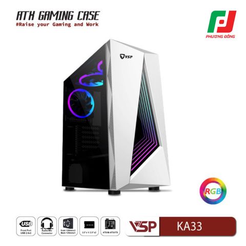  VỎ CASE MÁY TÍNH VSP GAMING KA33 ĐEN/TRẮNG 