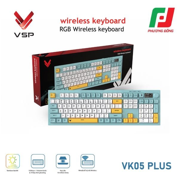  BÀN PHÍM KHÔNG DÂY 3 CHẾ ĐỘ VSP VK05 PLUS 