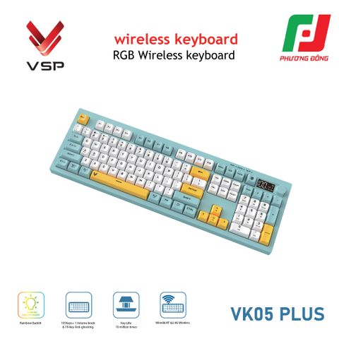  BÀN PHÍM KHÔNG DÂY 3 CHẾ ĐỘ VSP VK05 PLUS 