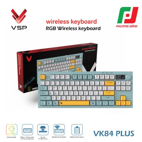  BÀN PHÍM KHÔNG DÂY 3 CHẾ ĐỘ VSP VK84 PLUS 