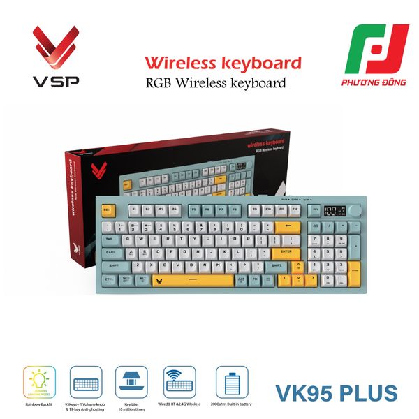  BÀN PHÍM KHÔNG DÂY 3 CHẾ ĐỘ VSP VK95 PLUS 