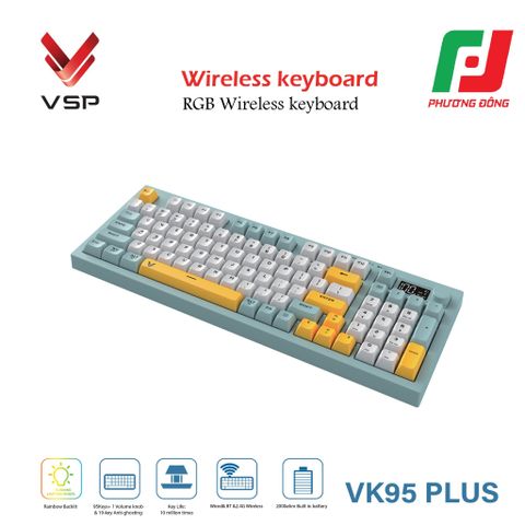  BÀN PHÍM KHÔNG DÂY 3 CHẾ ĐỘ VSP VK95 PLUS 