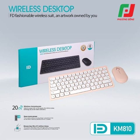  Bộ Phím Chuột Không Dây FD KM810 – 2.4Ghz, 1600 DPI, Đa màu sắc, Nhôm CNC 