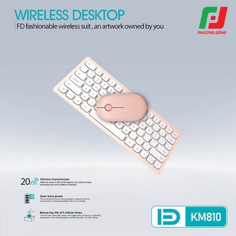  Bộ Phím Chuột Không Dây FD KM810 – 2.4Ghz, 1600 DPI, Đa màu sắc, Nhôm CNC 