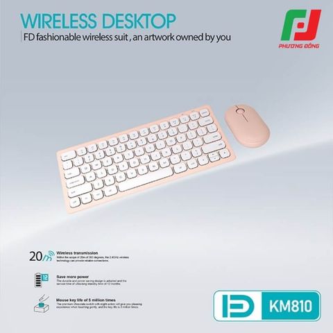  Bộ Phím Chuột Không Dây FD KM810 – 2.4Ghz, 1600 DPI, Đa màu sắc, Nhôm CNC 