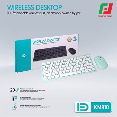  Bộ Phím Chuột Không Dây FD KM810 – 2.4Ghz, 1600 DPI, Đa màu sắc, Nhôm CNC 