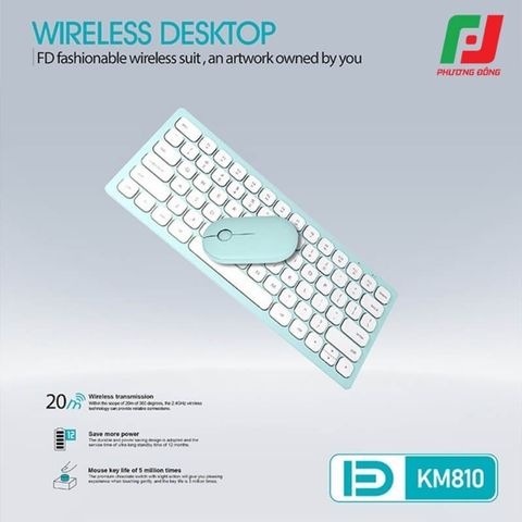  Bộ Phím Chuột Không Dây FD KM810 – 2.4Ghz, 1600 DPI, Đa màu sắc, Nhôm CNC 