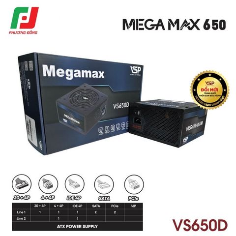  NGUỒN MÁY TÍNH VSP MEGAMAX VS650D 650W 