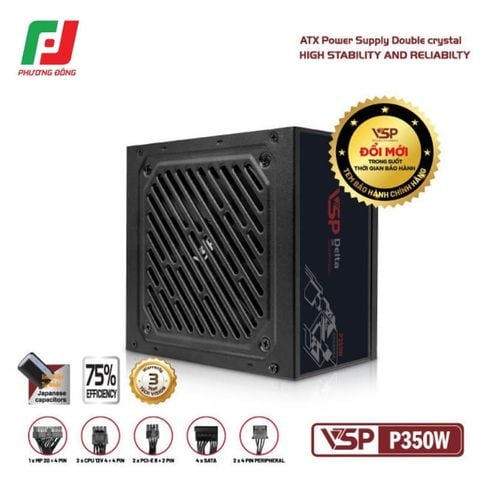  NGUỒN MÁY TÍNH VSP P350W (350W/ ATX/ FAN 120MM/ SILENT) 