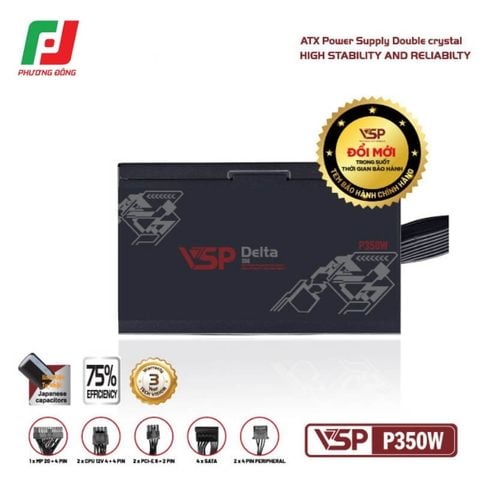 NGUỒN MÁY TÍNH VSP P350W (350W/ ATX/ FAN 120MM/ SILENT) 