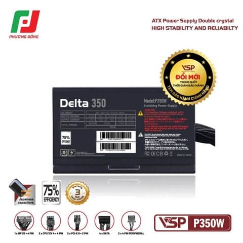  NGUỒN MÁY TÍNH VSP P350W (350W/ ATX/ FAN 120MM/ SILENT) 