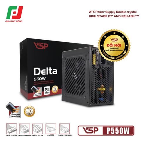  NGUỒN MÁY TÍNH VSP P550W (550W/ ATX/ FAN 120MM/ SILENT) 
