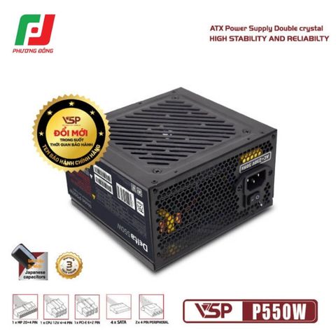  NGUỒN MÁY TÍNH VSP P550W (550W/ ATX/ FAN 120MM/ SILENT) 