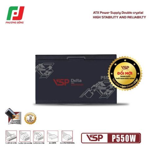  NGUỒN MÁY TÍNH VSP P550W (550W/ ATX/ FAN 120MM/ SILENT) 