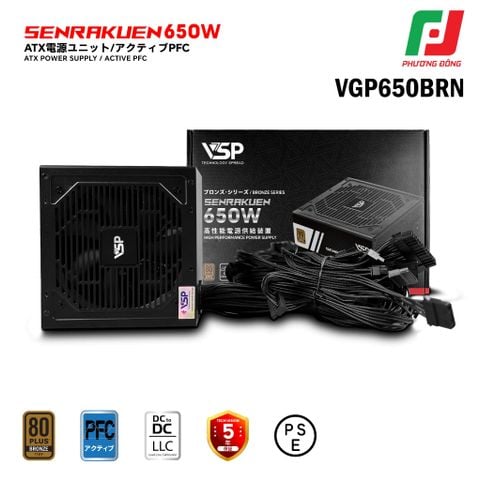  BỘ NGUỒN MÁY TÍNH VSP SENRAKUEN VGP650BRN (650W/ 80 PLUS BROZE/ FULL RANGE/ TỤ NHẬT) 