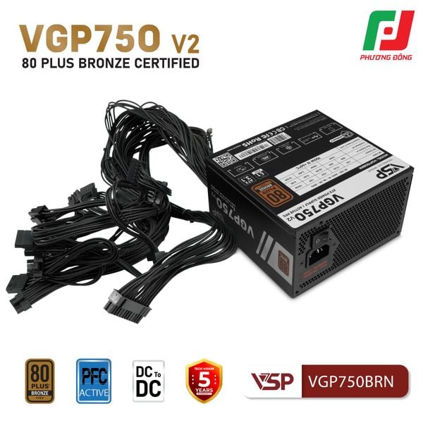  BỘ NGUỒN MÁY TÍNH VSP VGP750BRN V2 (750W| 80PLUS BRONZE| ATX 3.1| PCLE 5.1) 