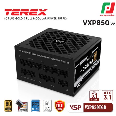 NGUỒN MÁY TÍNH VSP TEREX VXP850TGD 850W 80 PLUS GOLD VER2 ATX3.1 PCLE5.1 
