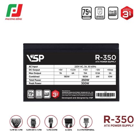  NGUỒN MÁY TÍNH VSP R-350 - CÔNG SUẤT 300W 