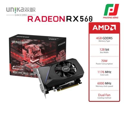  VGA UNIKA RADEON RX560 4G GDDR5 (128 BIT) 