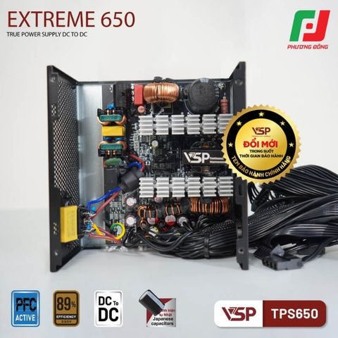  NGUỒN MÁY TÍNH VSP EXTREME TPS650 650W - HIỆU SUẤT 89%, DC TO DC, ACTIVE PFC 