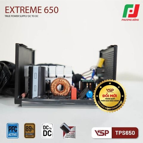 NGUỒN MÁY TÍNH VSP EXTREME TPS650 650W - HIỆU SUẤT 89%, DC TO DC, ACTIVE PFC 