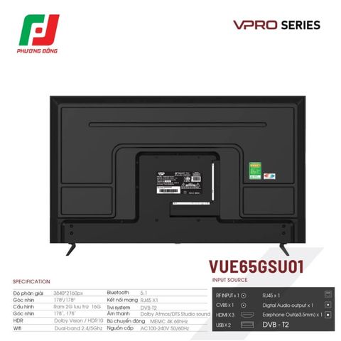  Smart Tivi VSP VUE65GSU01 65 inch 4K UHD 60Hz 
