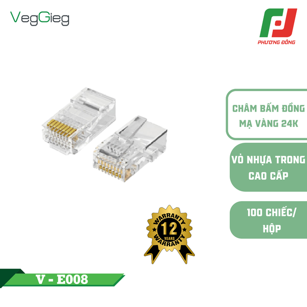  ĐẦU BẤM MẠNG - HẠT MẠNG RJ45 CAT6 V-E008 