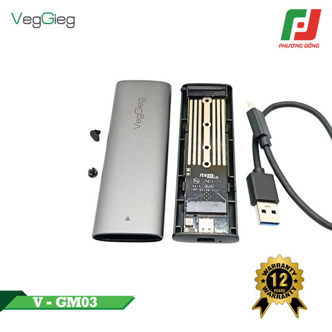  BOX Ổ CỨNG VEGGIEG USB 3.1 M2 10GBPS HỖ TRỢ UASP V-GM03 