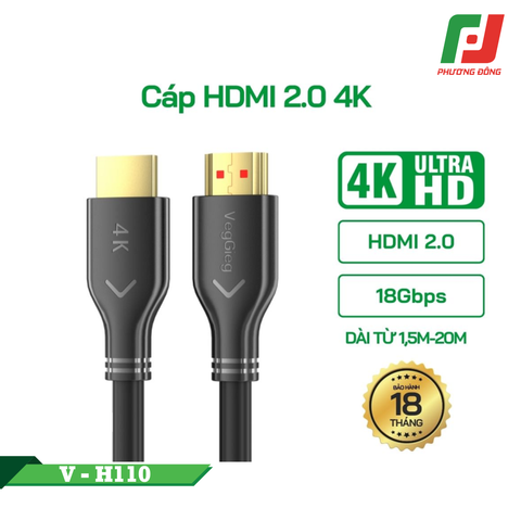  CÁP HDMI VEGGIEG HDTV 2.0 V-HD107/ V-HD 108/ V-HD109/ V-HD110 1.5/3/5/10M 