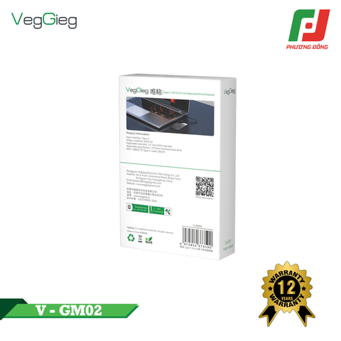  BOX Ổ CỨNG VEGGIEG USB 3.0 CÁP TYPE-C V-GM02 