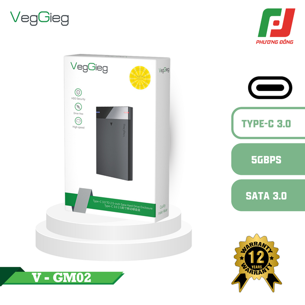  BOX Ổ CỨNG VEGGIEG USB 3.0 CÁP TYPE-C V-GM02 