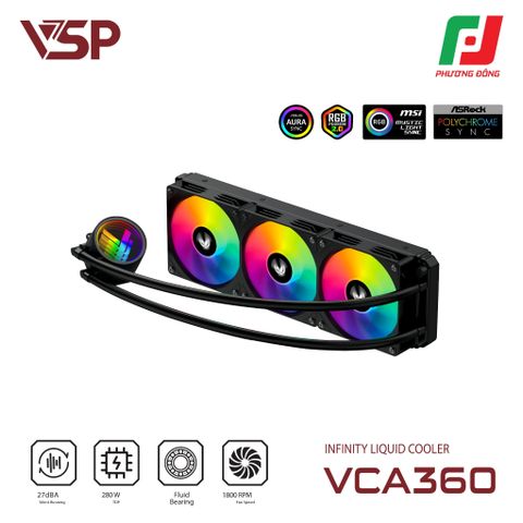  TẢN NHIỆT NƯỚC VSP AIO CPU VCA-360 (360mm / 280W / Socket Đa Năng / ARGB) 