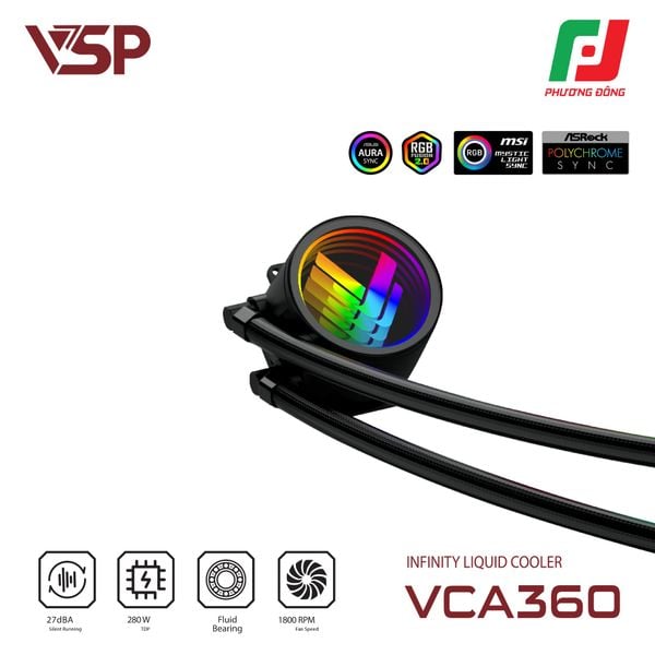  TẢN NHIỆT NƯỚC VSP AIO CPU VCA-360 (360mm / 280W / Socket Đa Năng / ARGB) 